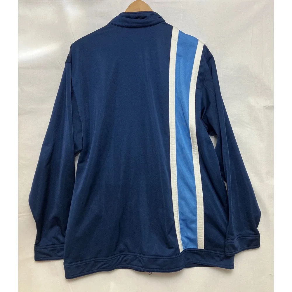 Nike Track Jacket Mens M Navy Blue Excellent Full Zip Stripe Swoosh F1-NKA